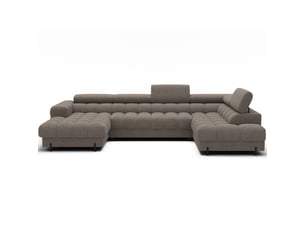 Canapé d'angle droit fixe MEUBLORAMA 3 places Polyester beige avec coffre de rangement