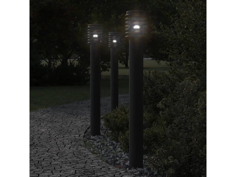  Lampadaires d'extérieur 3 pcs 110 cm acier inoxydable noir 02_0042546  - Conforama B