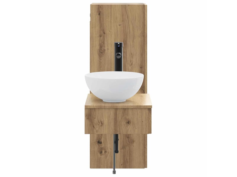  Ensemble de mobilier de salle de bain 2 pcs chêne artisanal shl120  - Conforama D