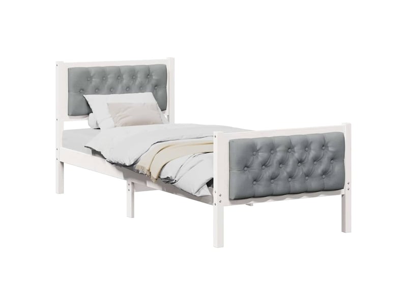  Lit simple- lit adulte -  cadre de lit avec tête de lit gris clair 80 x 200 cm pin massif  - Conforama B