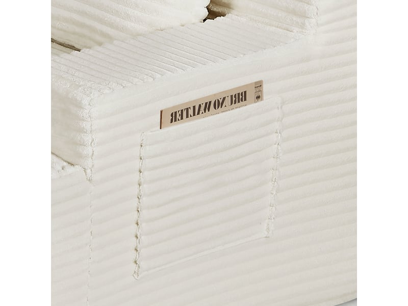  Canapé d’angle 4 places beige clair en velours côtelé, style nuage avec méridienne gauche, modulable et convertible  - Conforama E