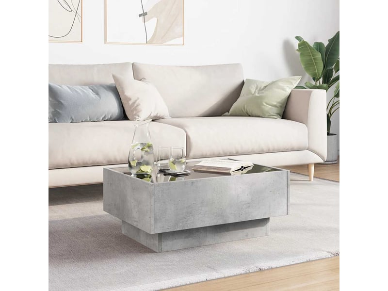 Table basse - table de salon - table à thé avec led gris béton 70x50x30 cm bois d'ingénierie - Conforama D