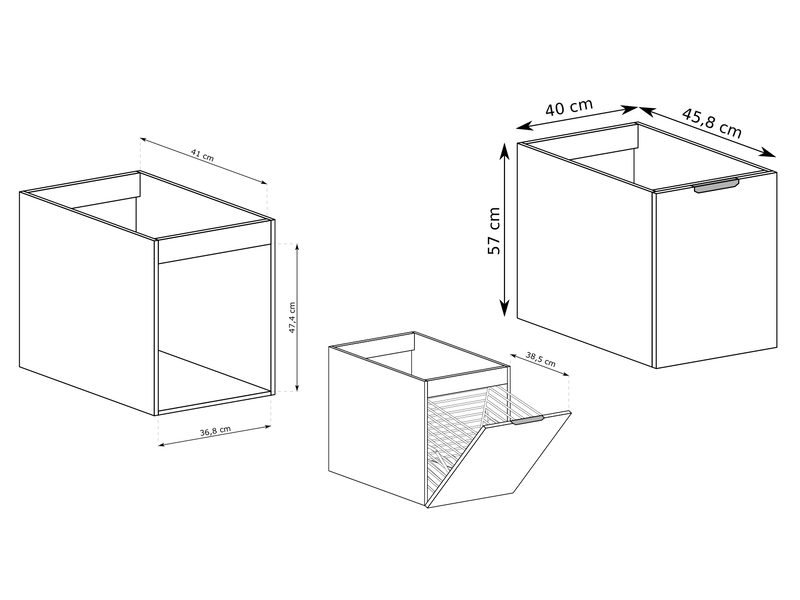  Meuble avec panier à linge suspendu novo effet noyer warmia 40 cm  - Conforama C