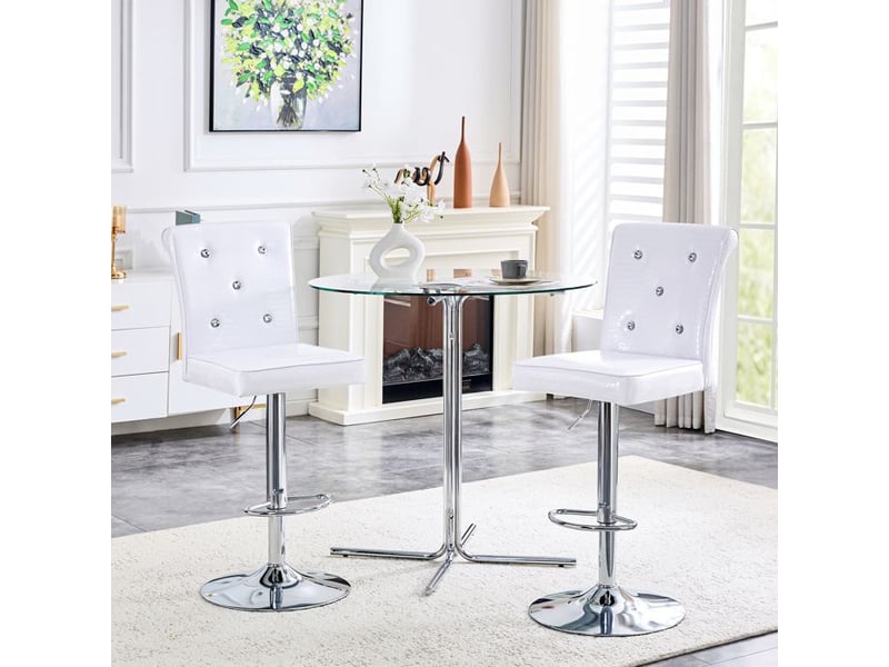  Chaises élévatrices en cuir - ensemble de 2 pièces - cuir synthétique crocodile blanc - détails bouton en cristal blanc - Conforama C