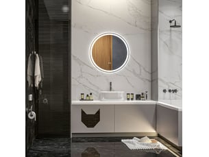 Miroir rond(e) de salle de bain coloris blanc <strong>MIVRAY </strong>  <strong></strong> - 60 cm x 60 cm