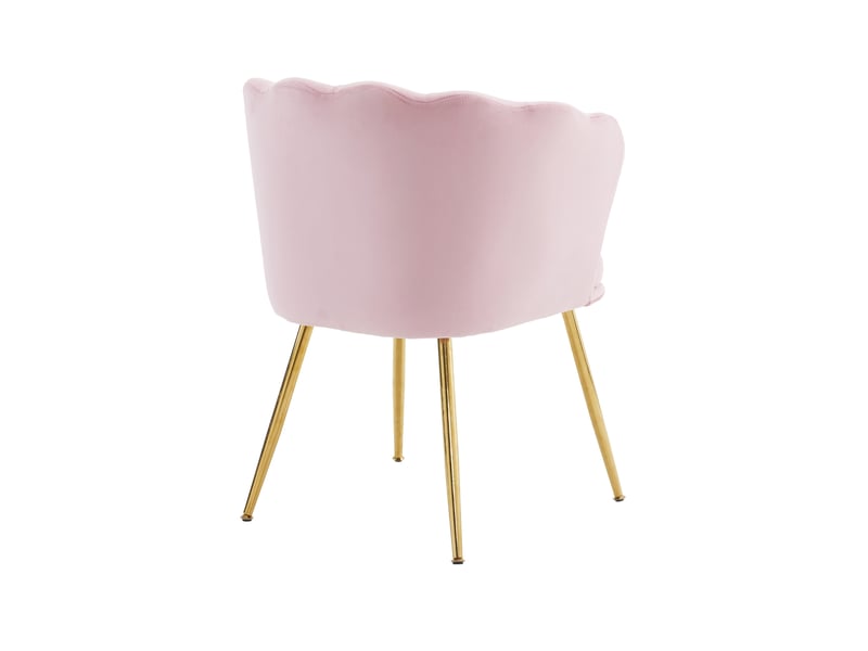  Lot de 6 fauteuils modernes en velours, dossier pétale, pieds métal doré et coussins papillon  - Conforama D