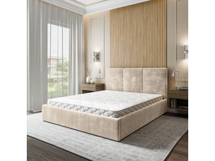 Lit coffre 120x200cm <strong>MASSENO</strong> <strong></strong> coloris beige