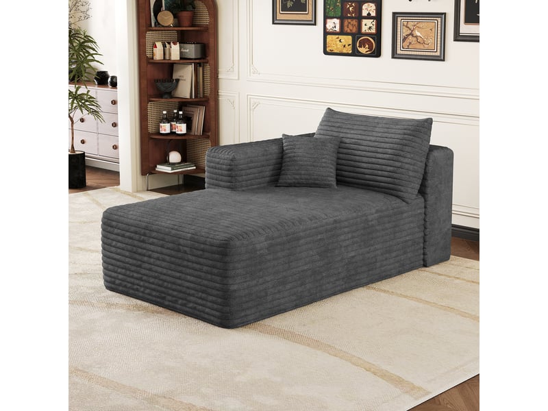  Canapé convertible gris foncé méridienne gauche, petit canapé lit tissu compact pour salon, 151x90x58cm  - Conforama D