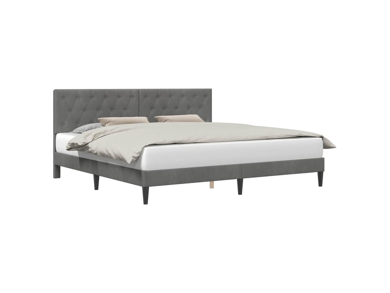  Lit double- lit adulte -  cadre de lit avec tête de lit gris foncé 200 x 200 cm velours  - Conforama A