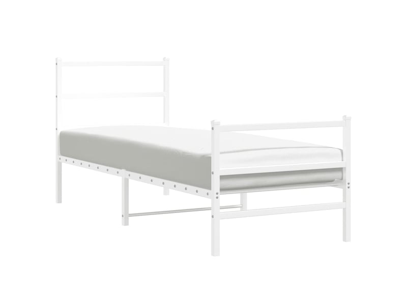  Lit simple- lit adulte -  cadre de lit métal sans matelas avec pied de lit blanc 80x200cm  - Conforama A