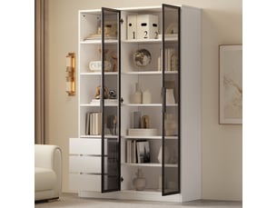 Vitrine coloris blanc 6 étagère(s) <strong></strong> <strong>Fay Lum</strong> - 100 cmx160 cm