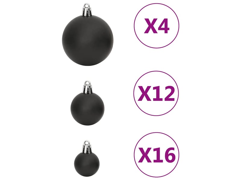  Ensemble de boules de noël 111 pièces noir polystyrène  - Conforama E