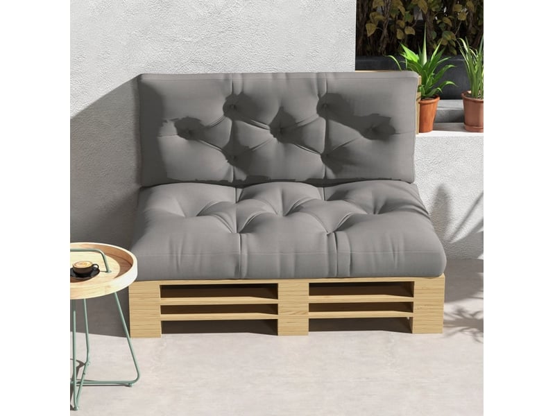  Lot de 2 coussins d’extérieur gris clair capitonnés 120x80 cm  - Conforama D