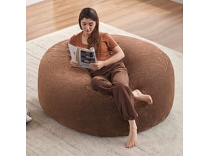 Fauteuil pouf adulte avec soutien souple, housse lavable et design pliable, en mousse marron 120 × 120 × 60 cm