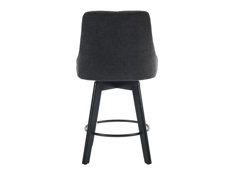  Tabouret de bar pivotant à 360° avec dossier rembourré et repose-pieds, en chenille gris  - Conforama E