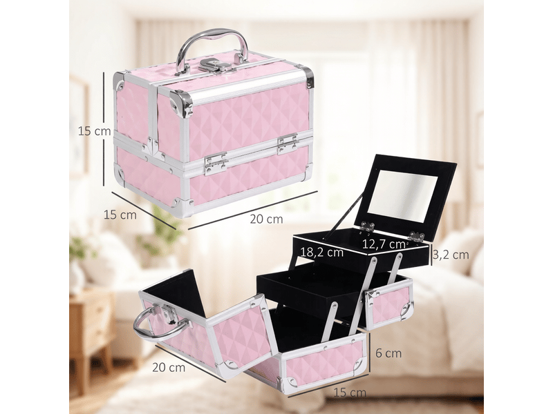  Mallette de maquillage pratique avec rangement, valise cosmétique portable  - Conforama C
