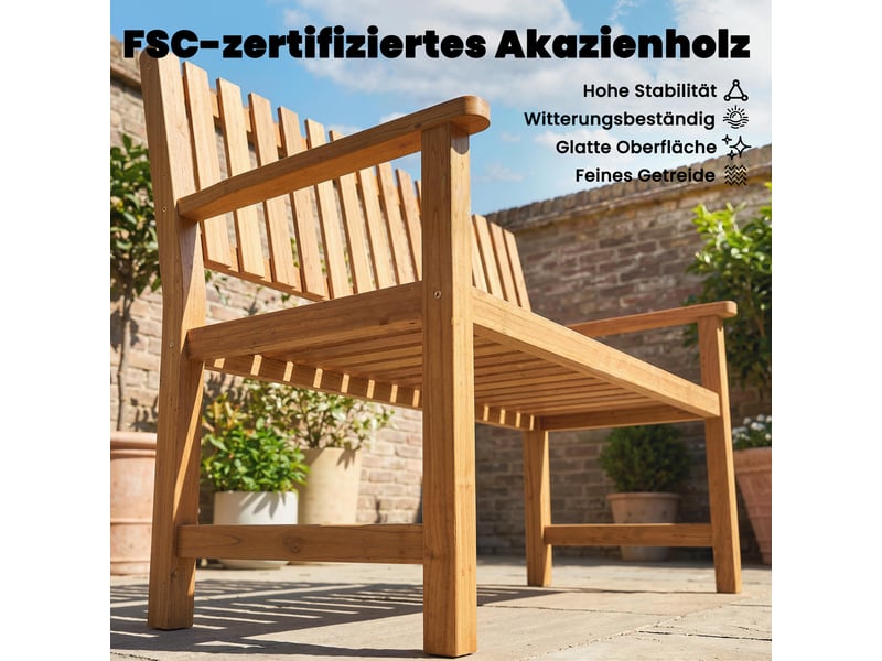  Banc de jardin 2 places en bois d'acacia avec accoudoirs 112 x 64 x 92 cm  - Conforama D