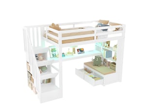 Lit mezzanine 90x200 cm <strong>COVREO </strong>  <strong></strong> coloris blanc
