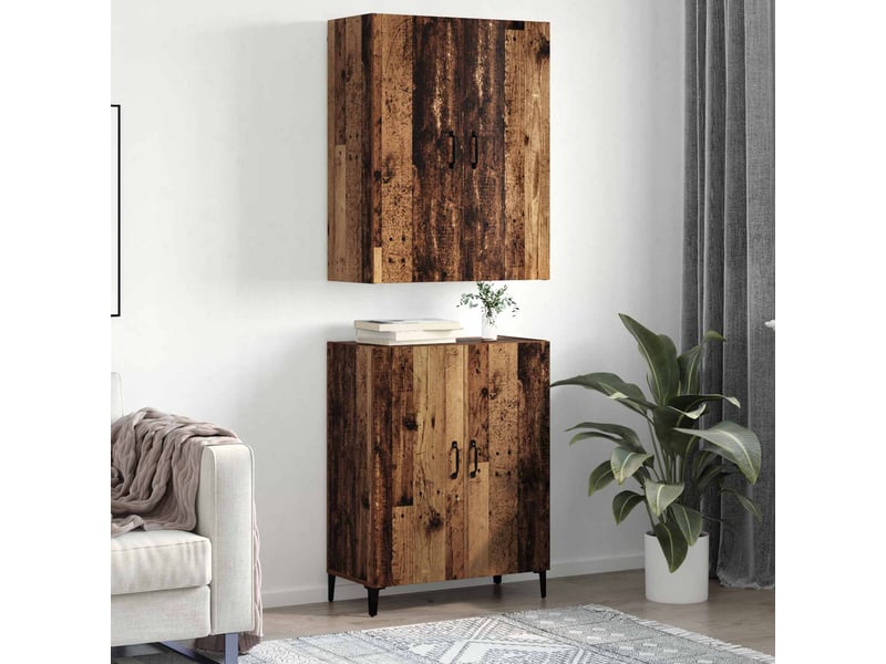  Buffet - haut armoire 2 pc bois ancien 69,5 x 34 x 180 cm  - Conforama D