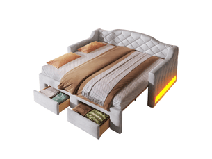 Lit gigogne 90x200 cm REDOM   coloris gris