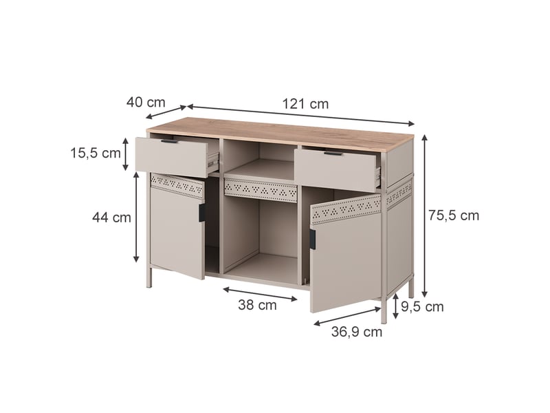  Vicco commode, grègechêne doré, 121x75.5cm  - Conforama B