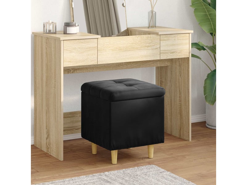  Ottoman, repose pied salon avec rangement noir 40x40x45 cm velours  - Conforama B
