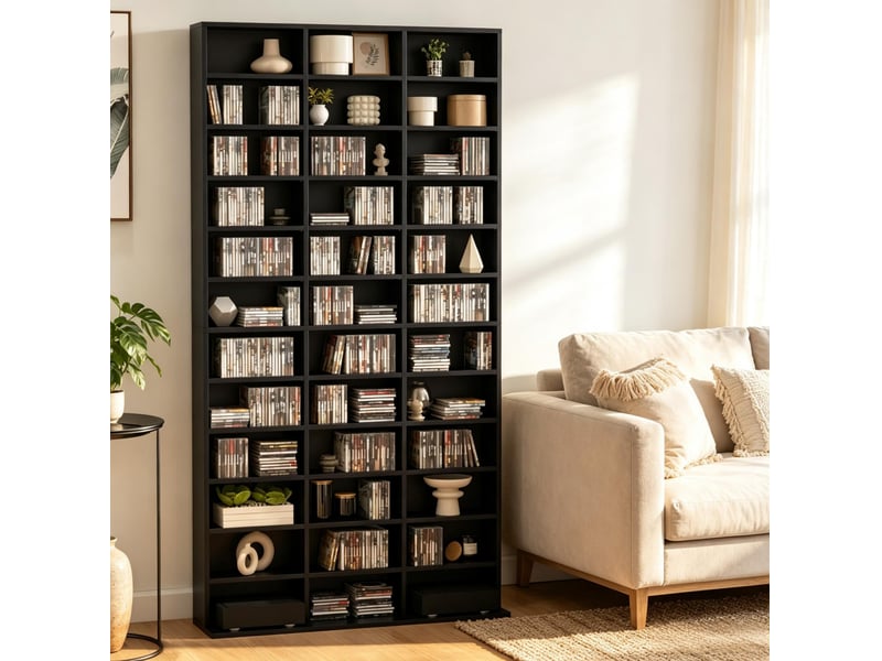  Rangement média 102x23,5x195 cm réglable mdf noir  - Conforama B