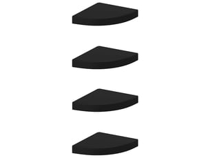 Lo de 4 étagère d'angle flottante noir 25x25x3,8 cm mdf