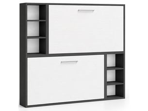 Lit escamotable superposé avec niches de rangement briano-90x200-cadre anthracite-façade chêne blanc