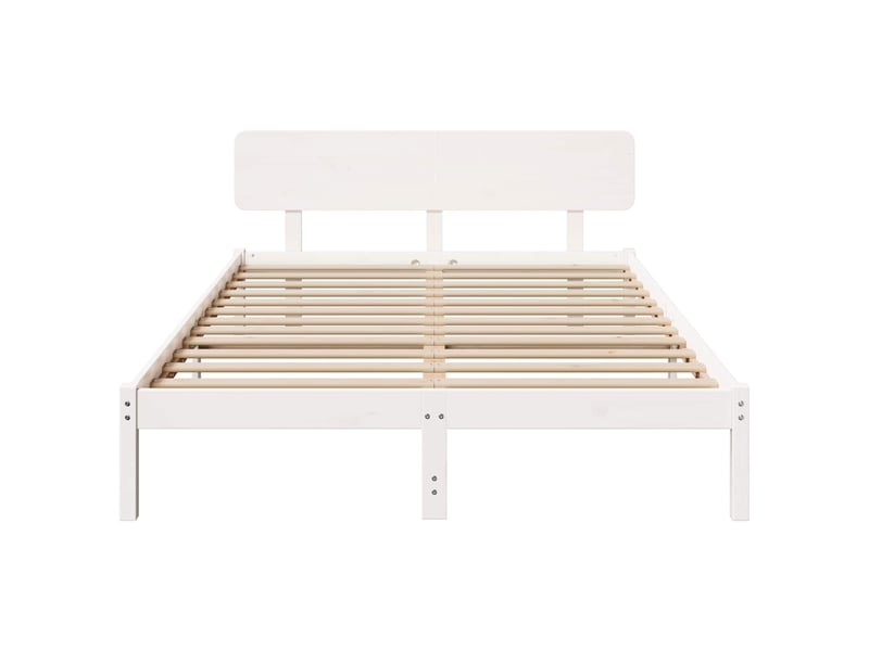  Lit double- lit adulte -  cadre de lit avec tête de lit blanc 140 x 200 cm pin massif  - Conforama C