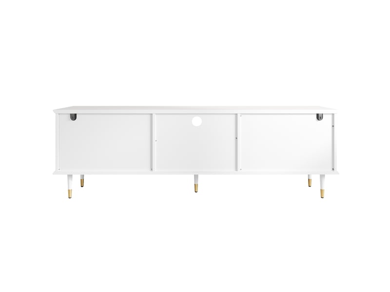  Meuble tv blanc 170 cm mdf laqué avec pieds dorés et rangement  - Conforama W