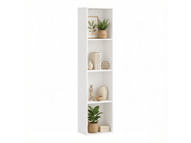  Bibliothèque verticale 4 compartiments avec led blanc 40x29x170 cm T5828P536770 - Conforama A