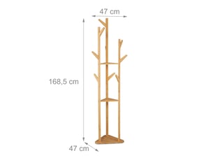 Portemanteau en bois naturel 168,5 x 47 x 47 cm avec 9 crochets décoration pratique en bambou naturel 13_0016295