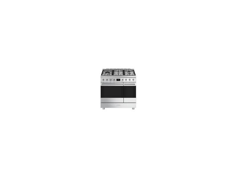  Cuisiniere gaz dual fuel 90x60 cm 5 foyers + 2 fours pyrolyse 8225370 - Conforama A