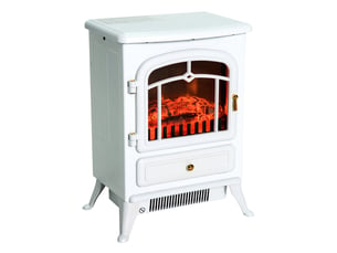Cheminée électrique avec chauffage, effet flammes led, 9501850 w, blanche, pour 15 à 20 m²