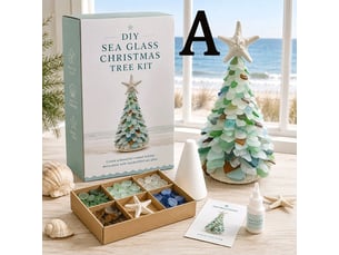 Kit diy arbre de noël en verre de mer – série a, décoration à réaliser soi-même