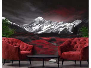 Papier peint panoramique intissé montagnes nature noir - 400x280 cm - papier peint chambre et salon