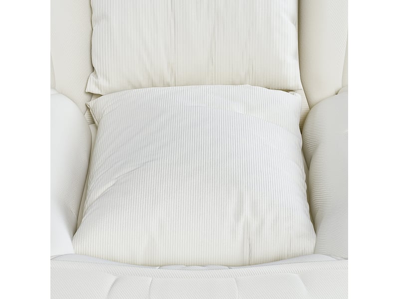  Canapé convertible 1 place en tissu blanc cassé, 5 positions 90°-180°, 2 coussins, pliable et gain de place  - Conforama D