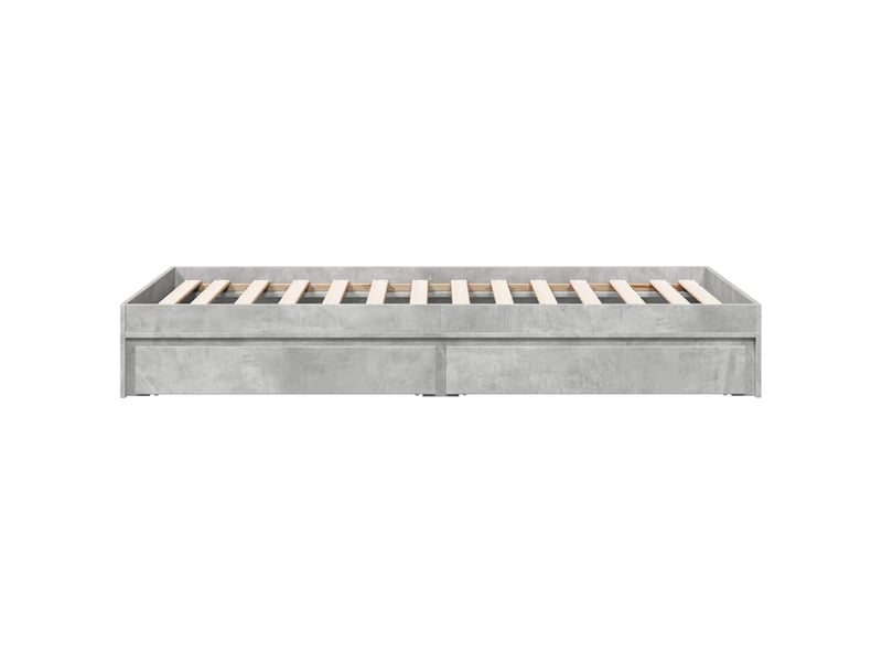  Lit simple- lit adulte -  cadre de lit avec tiroirs sans matelas gris béton 100x200 cm  - Conforama D