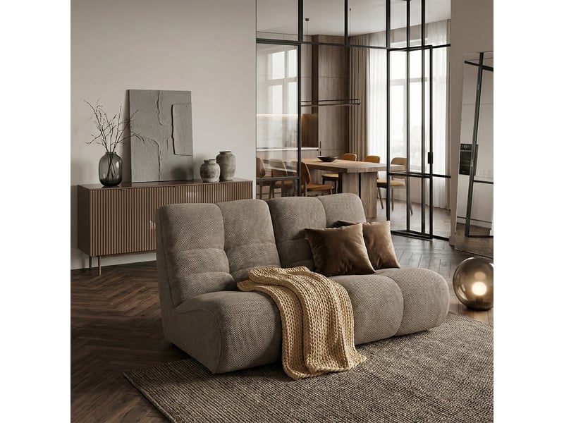 Canapé modulaire 2 places en velours doux design gardena - marron  - Conforama B