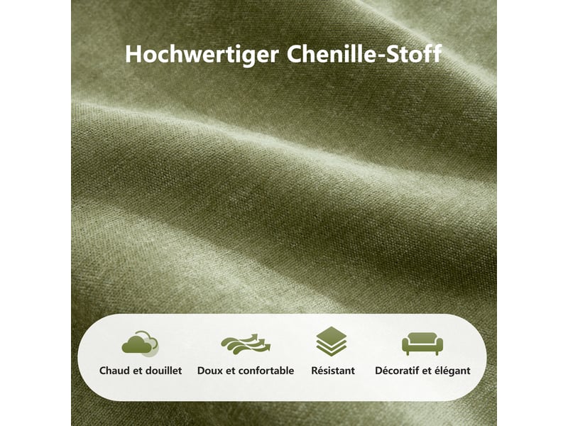  Canapé trois places sans cadre - tissu chenille - vert - 281x95x76 cm - confort doux - mousse haute densité  - Conforama W
