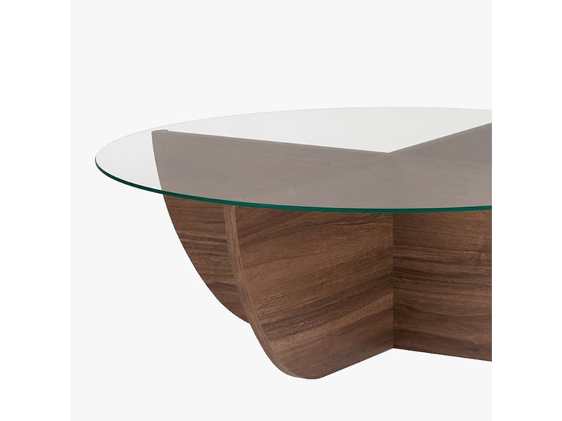  Table basse en verre piètement couleur bois foncé d90 cm  - Conforama C