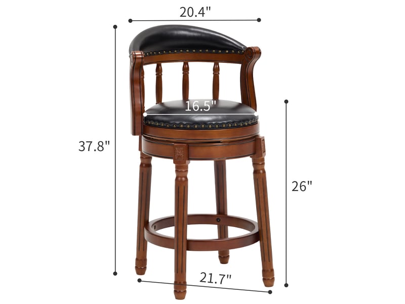  Tabouret de bar pivotant 360°,54,8x54,8x96 cm,avec dossier,cuir véritable,noir  - Conforama C
