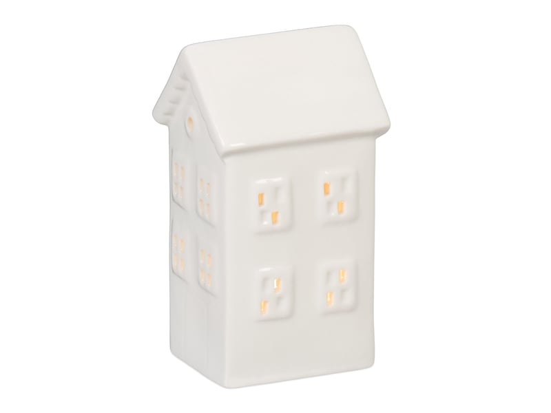  Photophore en forme de maison ambiance cosy déco intérieur 18 x 12 x 12 cm en porcelaine blanche 13_0015199  - Conforama C