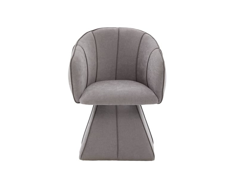  Fauteuil pivotant ergonomique avec dossier haut et accoudoirs larges en chenille grise, 56 × 54 × 74,5 cm  - Conforama A