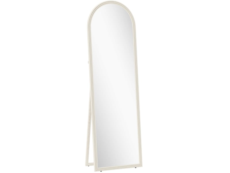  Miroir sur pied et mural 50 x 160 cm – blanc – cadre arqué avec support rabattable, verre trempé sécurisé  - Conforama A