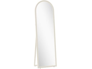 Miroir sur pied et mural 50 x 160 cm – blanc – cadre arqué avec support rabattable, verre trempé sécurisé