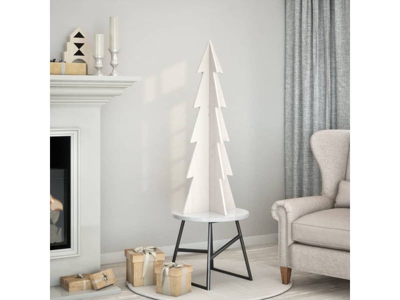  Sapin de noël - arbre de noël en bois pour décoration blanc 112 cm pin massif  - Conforama B