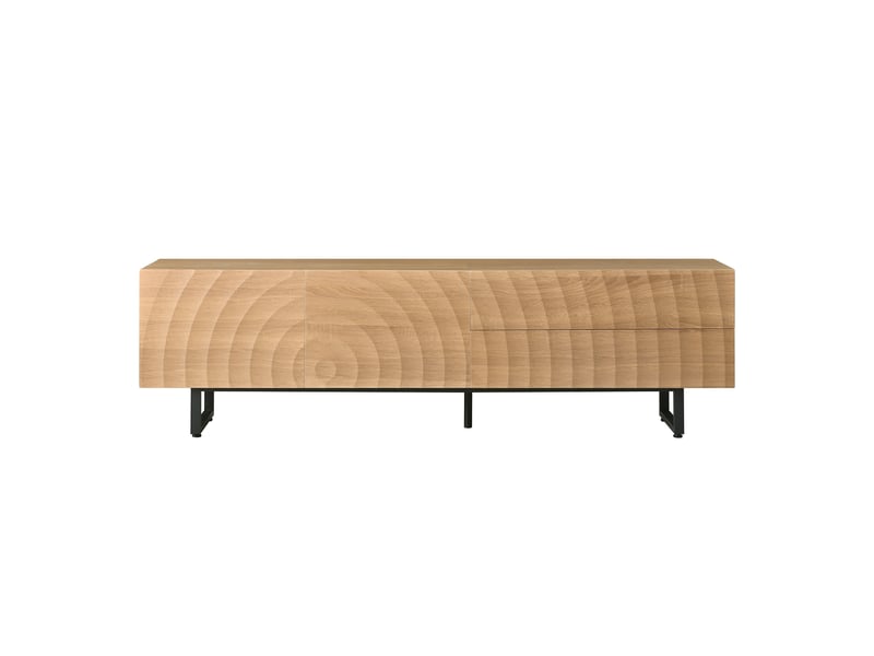  Meuble tv scandinave 180 cm bois naturel avec tiroirs et portes  - Conforama W