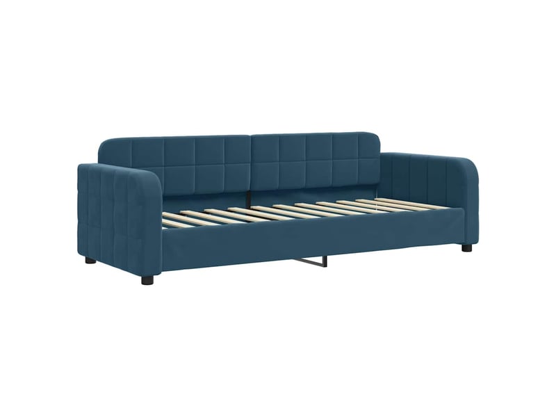  Lit simple- lit adulte -  lit de repos sans matelas bleu 80x200 cm velours  - Conforama A